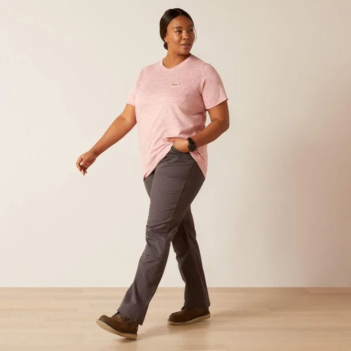 Women TShirts and Tops Ariat Rebar Cotton Strong Space Dyed TShirt Mauveglow Space Dye