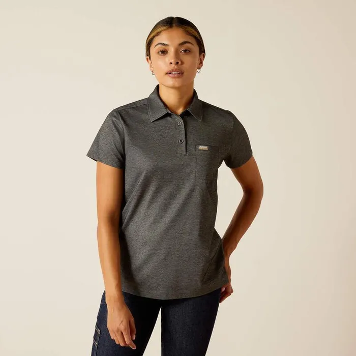 Women TShirts and Tops Ariat Rebar Foreman Polo Charcoal Heather