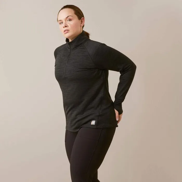 Women TShirts and Tops Ariat Rebar Gridwork Baselayer 14 Zip TShirt Black
