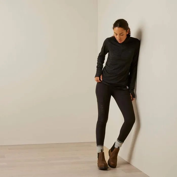 Women TShirts and Tops Ariat Rebar Gridwork Baselayer 14 Zip TShirt Black