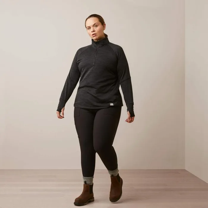 Women TShirts and Tops Ariat Rebar Gridwork Baselayer 14 Zip TShirt Black