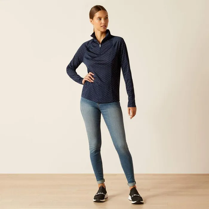 Women TShirts and Tops Ariat Sunstopper 30 14 Zip Baselayer Navy Dot Women TShirts and Tops Ariat Sunstopper 30 14 Zip Baselayer Navy Dot