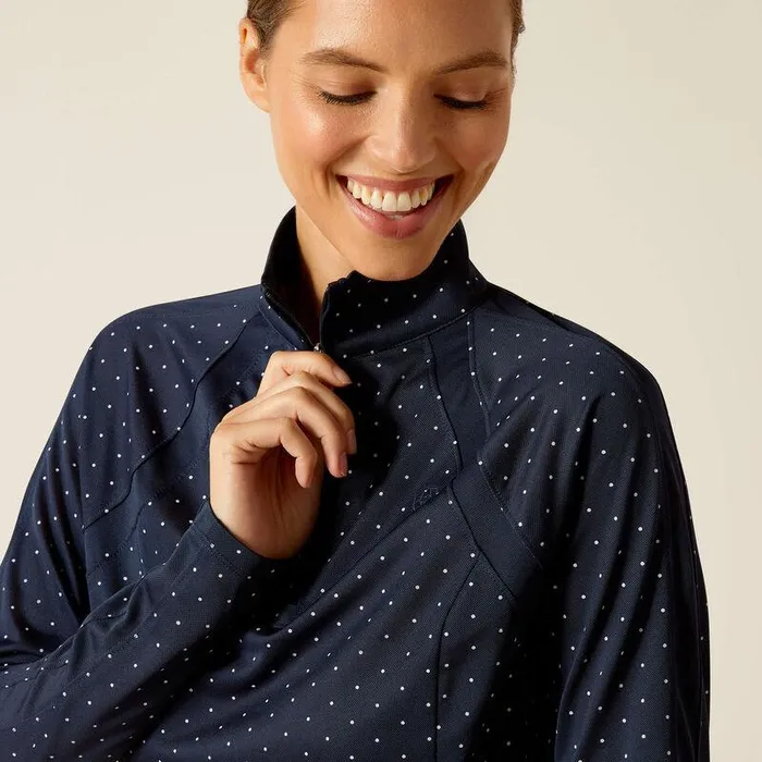Women TShirts and Tops Ariat Sunstopper 30 14 Zip Baselayer Navy Dot Women TShirts and Tops Ariat Sunstopper 30 14 Zip Baselayer Navy Dot