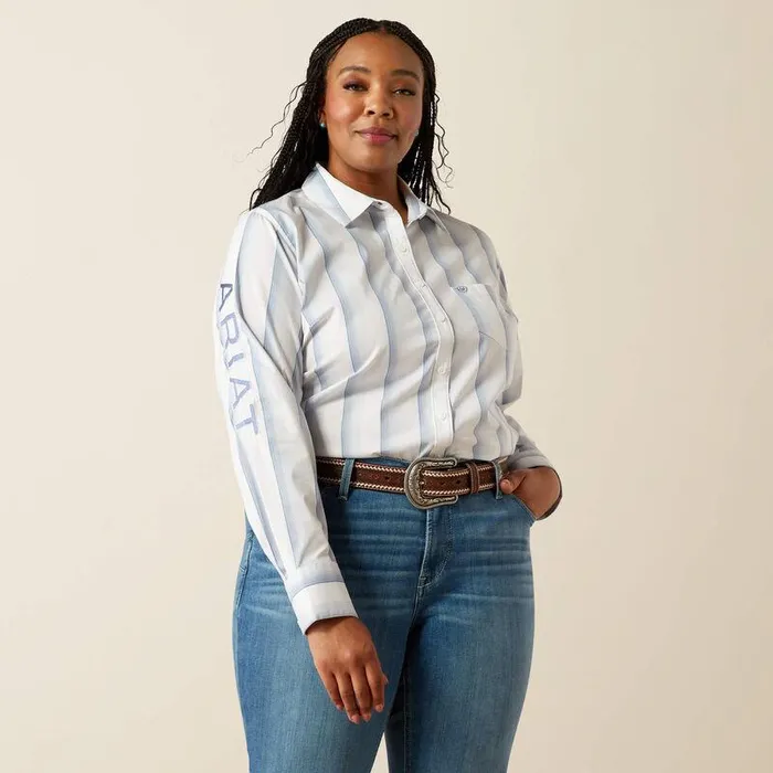 Women TShirts and Tops Ariat Team Kirby Stretch Shirt Faded Ombre Blue Stripe Women TShirts and Tops Ariat Team Kirby Stretch Shirt Faded Ombre Blue Stripe