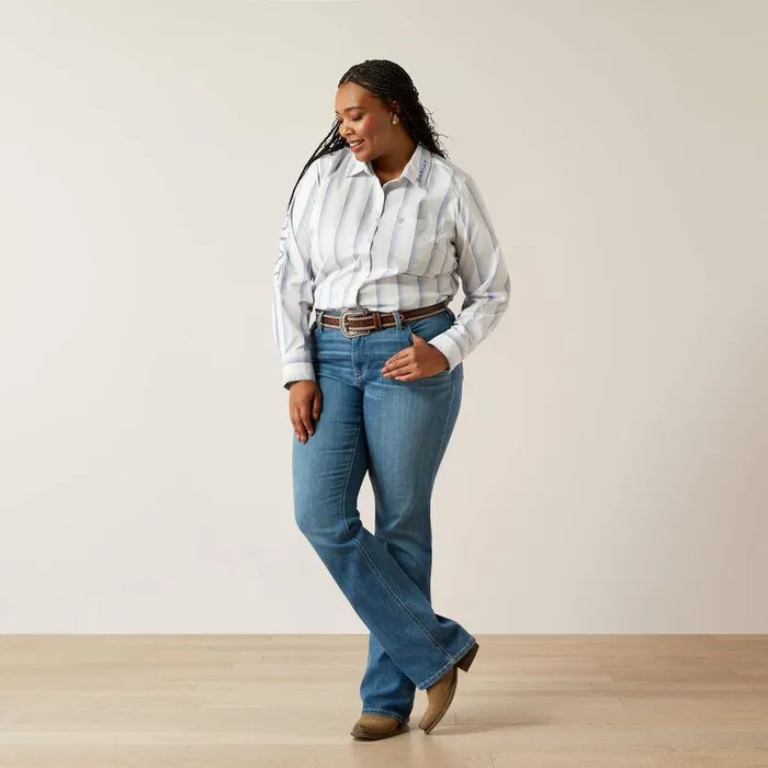 Women TShirts and Tops Ariat Team Kirby Stretch Shirt Faded Ombre Blue Stripe Women TShirts and Tops Ariat Team Kirby Stretch Shirt Faded Ombre Blue Stripe