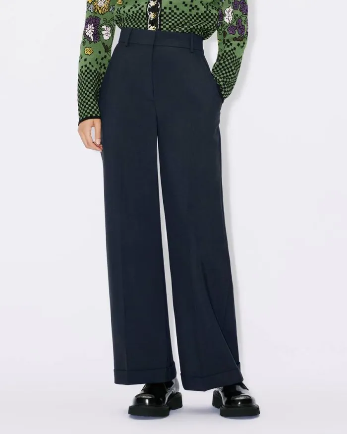 Women Tailored Pants In Virgin Wool Midnight Blue Kenzo Pants And Shorts