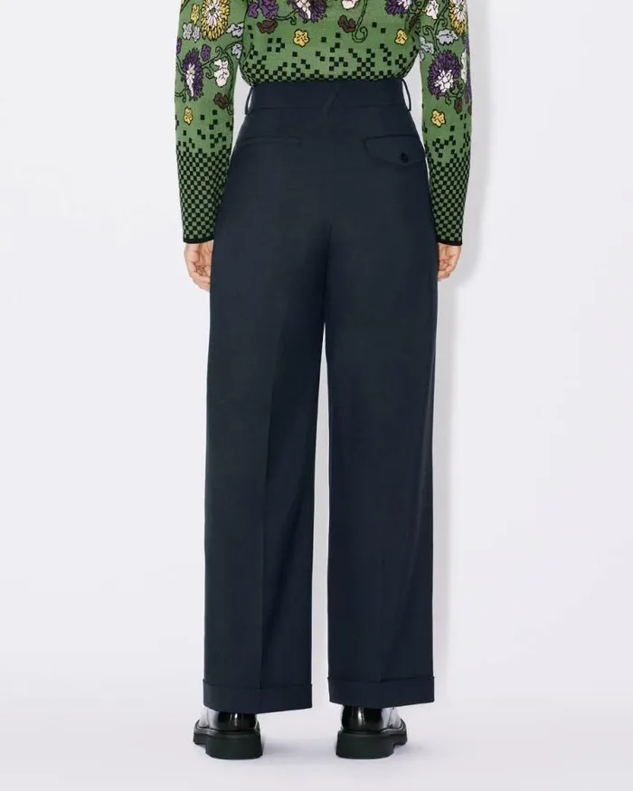 Women Tailored Pants In Virgin Wool Midnight Blue Kenzo Pants And Shorts