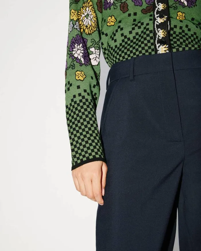 Women Tailored Pants In Virgin Wool Midnight Blue Kenzo Pants And Shorts