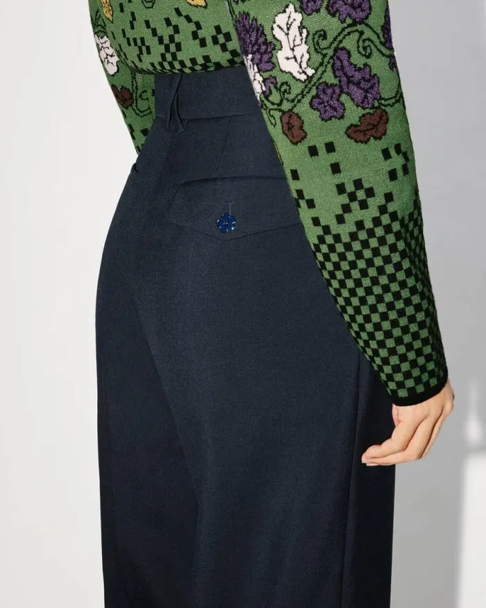 Women Tailored Pants In Virgin Wool Midnight Blue Kenzo Pants And Shorts