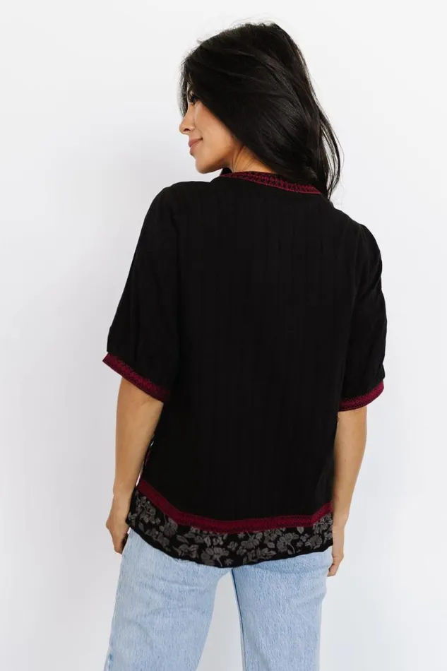 Women Tara Embroidered Top Black Multi Baltic Born Blouses and Shirts Women Tara Embroidered Top Black Multi Baltic Born Blouses and Shirts