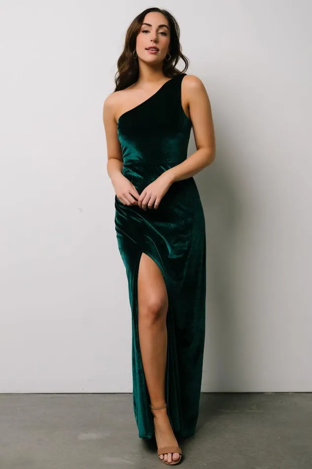 Women Tatiana Velvet One Shoulder Maxi Dress Emerald Baltic Born Maxi Dresses Women Tatiana Velvet One Shoulder Maxi Dress Emerald Baltic Born Maxi Dresses