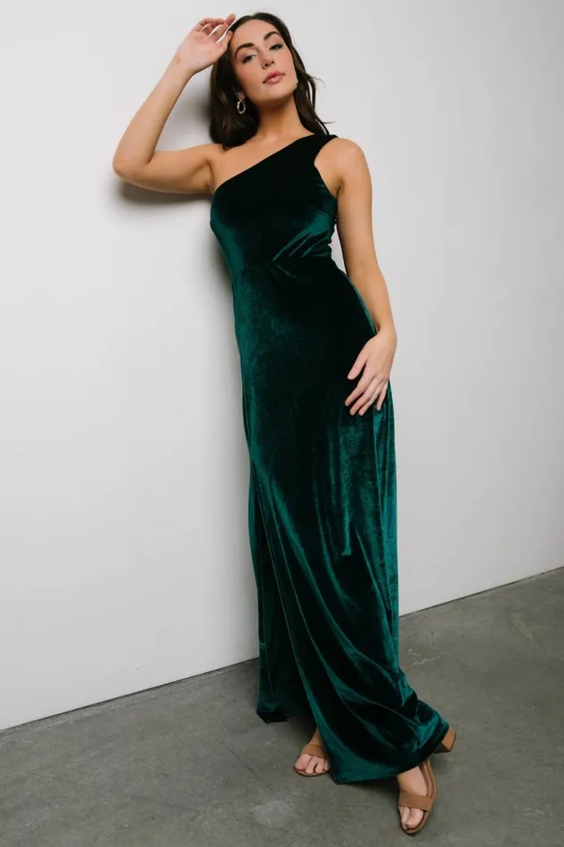 Women Tatiana Velvet One Shoulder Maxi Dress Emerald Baltic Born Maxi Dresses Women Tatiana Velvet One Shoulder Maxi Dress Emerald Baltic Born Maxi Dresses