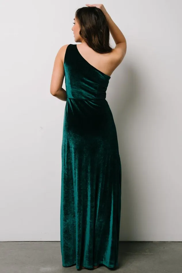Women Tatiana Velvet One Shoulder Maxi Dress Emerald Baltic Born Maxi Dresses Women Tatiana Velvet One Shoulder Maxi Dress Emerald Baltic Born Maxi Dresses