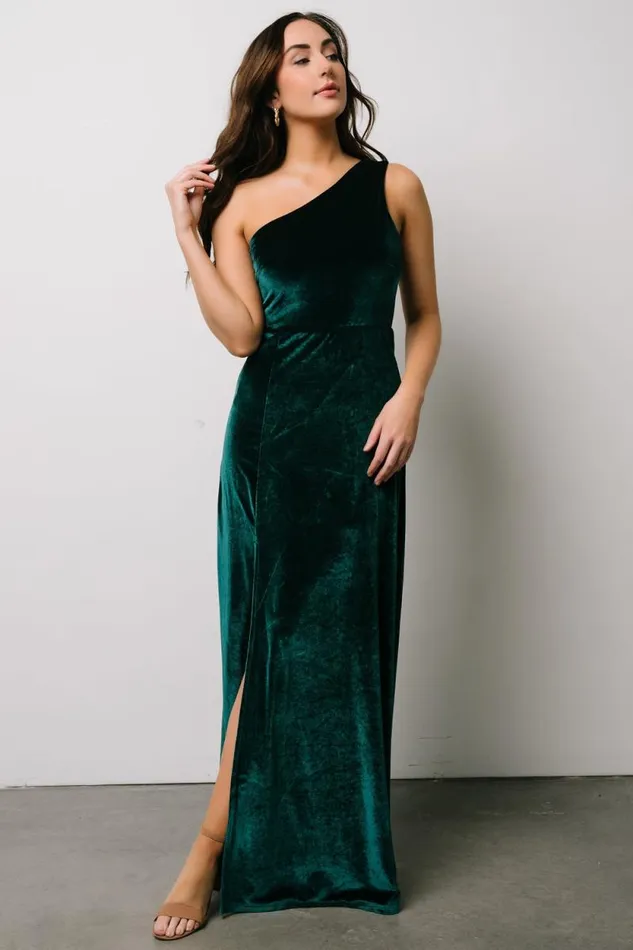 Women Tatiana Velvet One Shoulder Maxi Dress Emerald Baltic Born Maxi Dresses Women Tatiana Velvet One Shoulder Maxi Dress Emerald Baltic Born Maxi Dresses