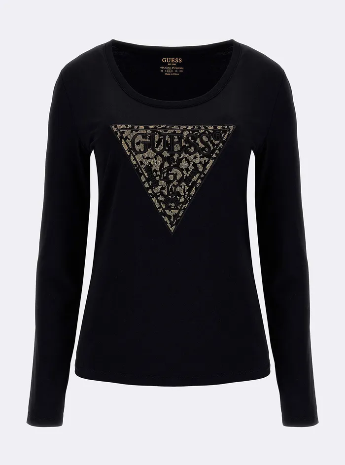 Women Tees and Tanks GUESS Eco Black Lidia Logo Tshirt Women Tees and Tanks GUESS Eco Black Lidia Logo Tshirt