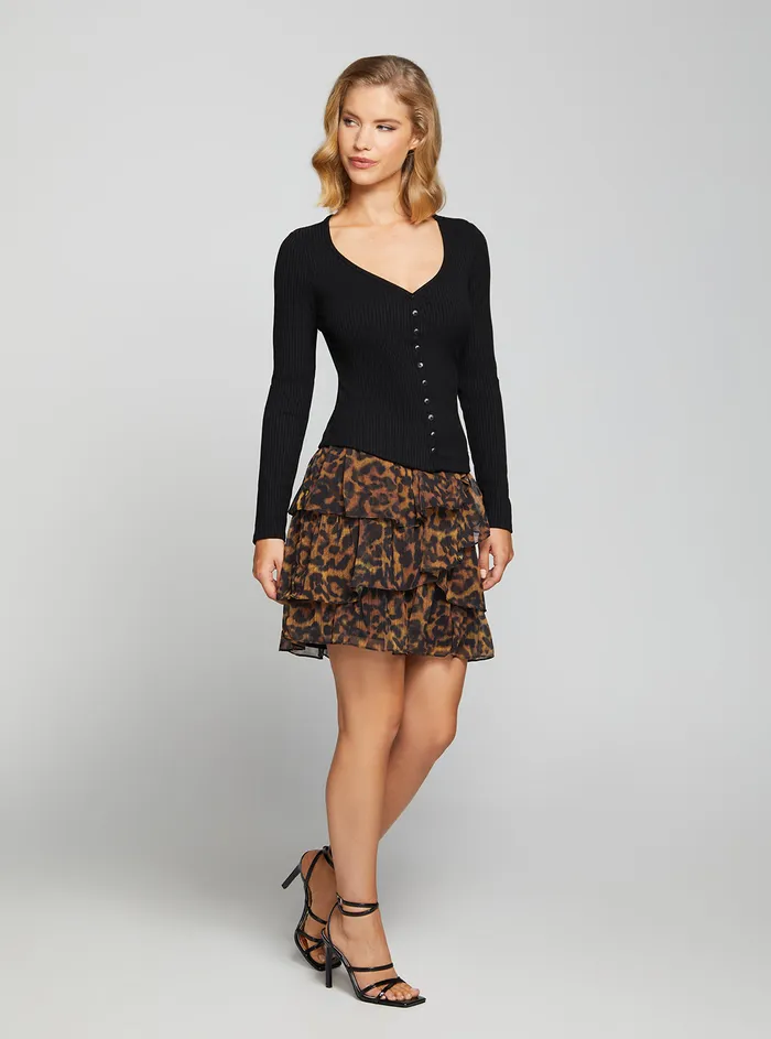 Women Tees and Tanks GUESS Eco Black Raylynn Rib Henley Top Women Tees and Tanks GUESS Eco Black Raylynn Rib Henley Top