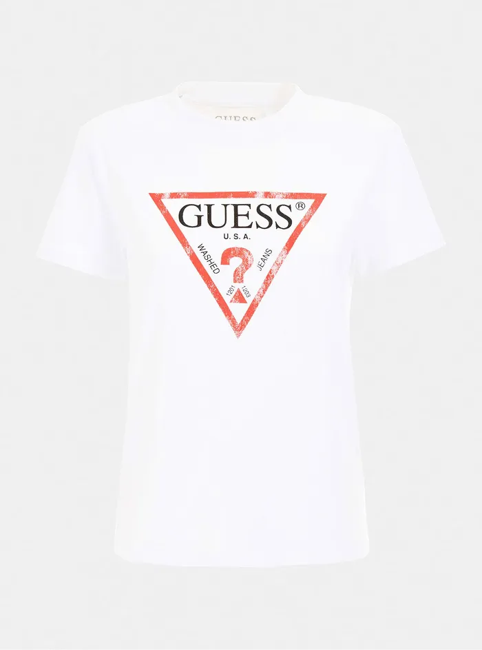 Women Tees and Tanks GUESS Eco White Classic Logo Tshirt Women Tees and Tanks GUESS Eco White Classic Logo Tshirt