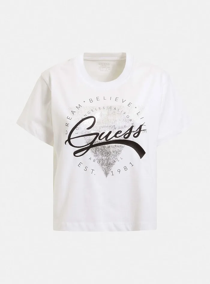 Women Tees and Tanks GUESS Eco White Rocsena Logo Tshirt