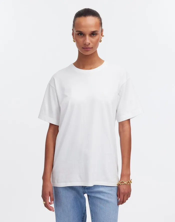 Women Tees Madewell Cotton Relaxed Oversized Tee Eyelet White