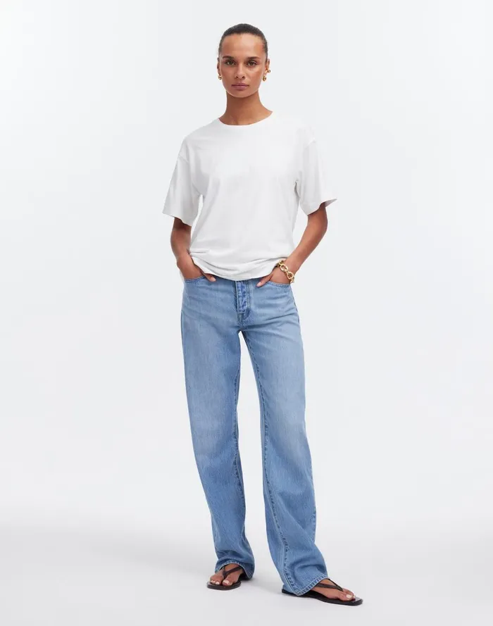 Women Tees Madewell Cotton Relaxed Oversized Tee Eyelet White
