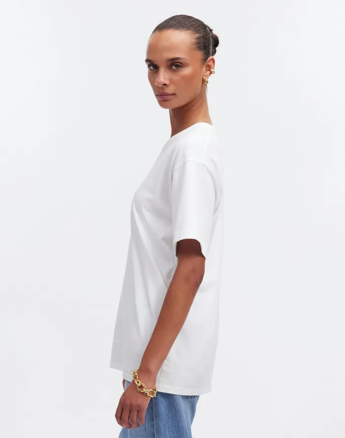 Women Tees Madewell Cotton Relaxed Oversized Tee Eyelet White