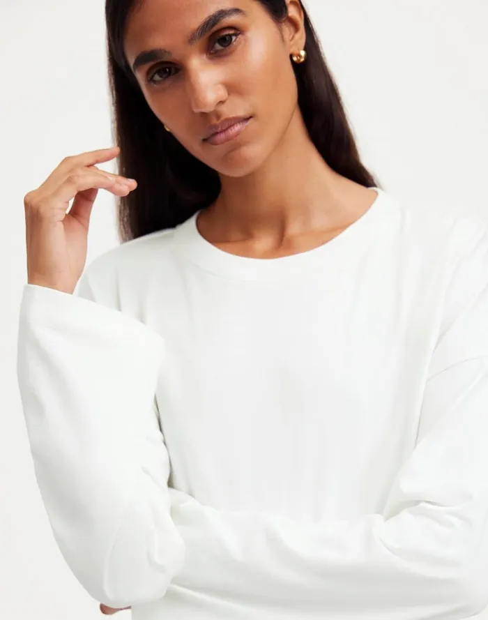 Women Tees Madewell Oversized LongSleeve Crewneck Tee Eyelet White