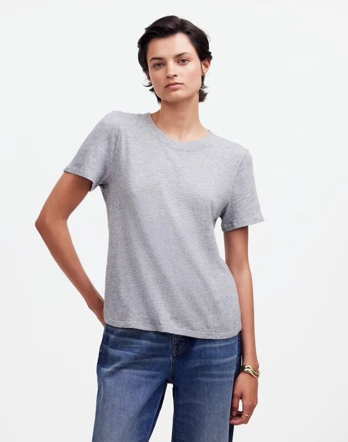 Women Tees Madewell Premium Standard 01 The Shrunken Tee Hthr Grey