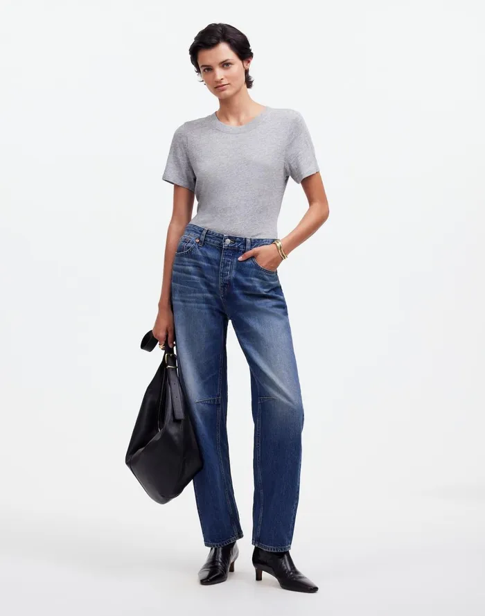Women Tees Madewell Premium Standard 01 The Shrunken Tee Hthr Grey