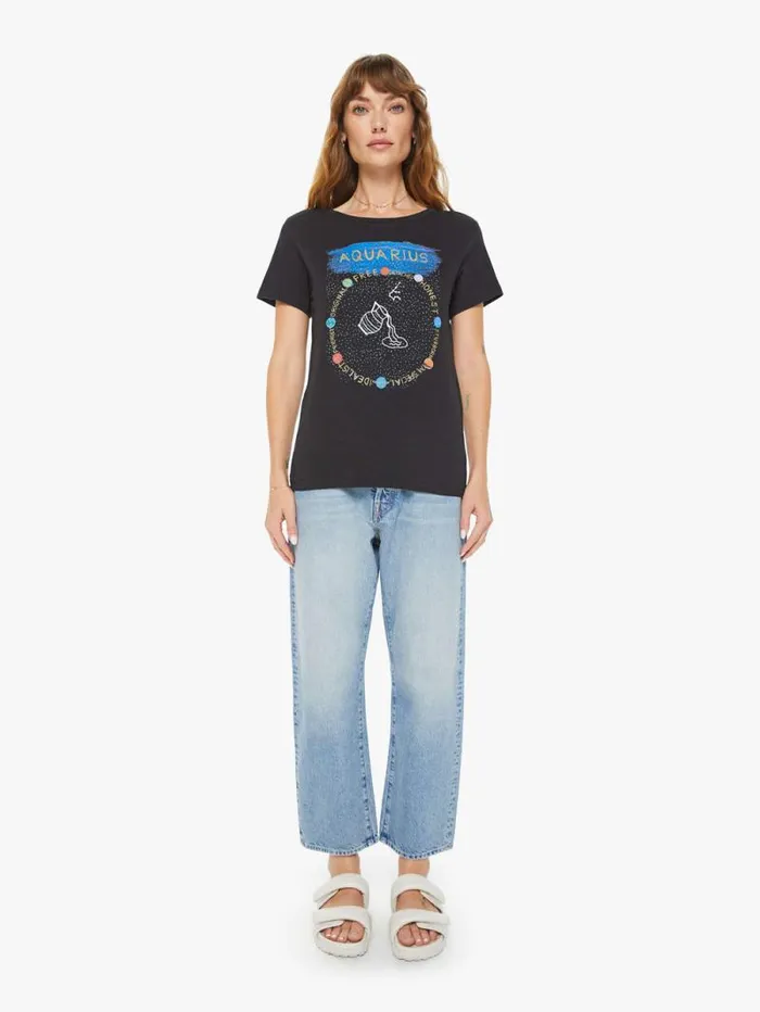 Women Tees Tanks Mother Denim Aquarius Zodiac Tee Black
