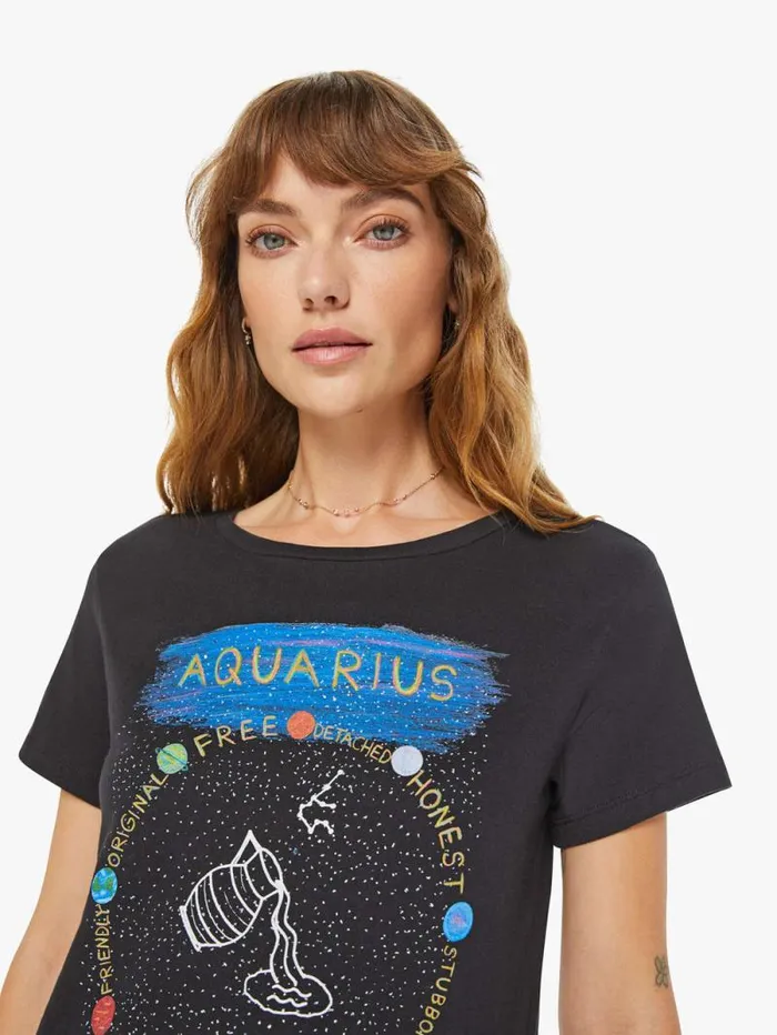 Women Tees Tanks Mother Denim Aquarius Zodiac Tee Black