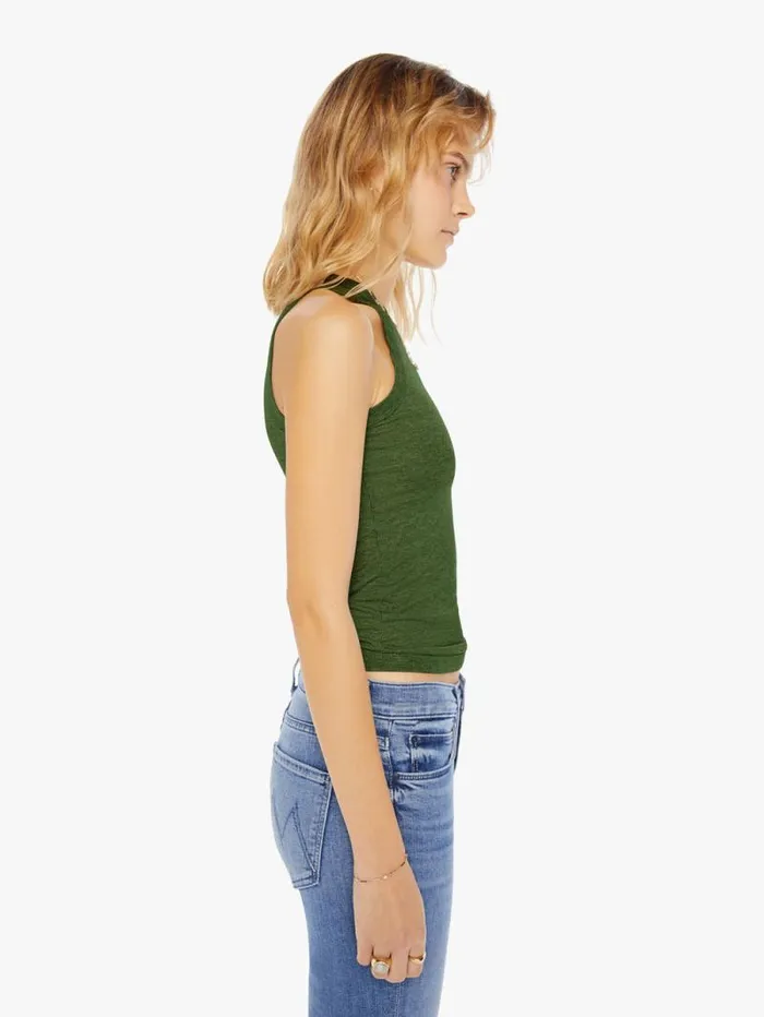 Women Tees Tanks Mother Denim Rib Racer Front Tank Artichoke Green