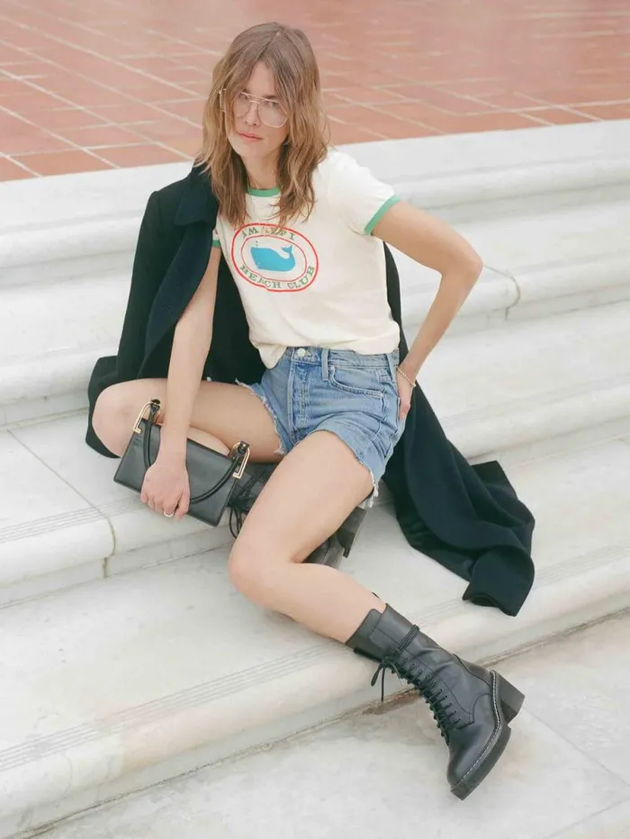 Women Tees Tanks Mother Denim The Itty Bitty Ringer White natural