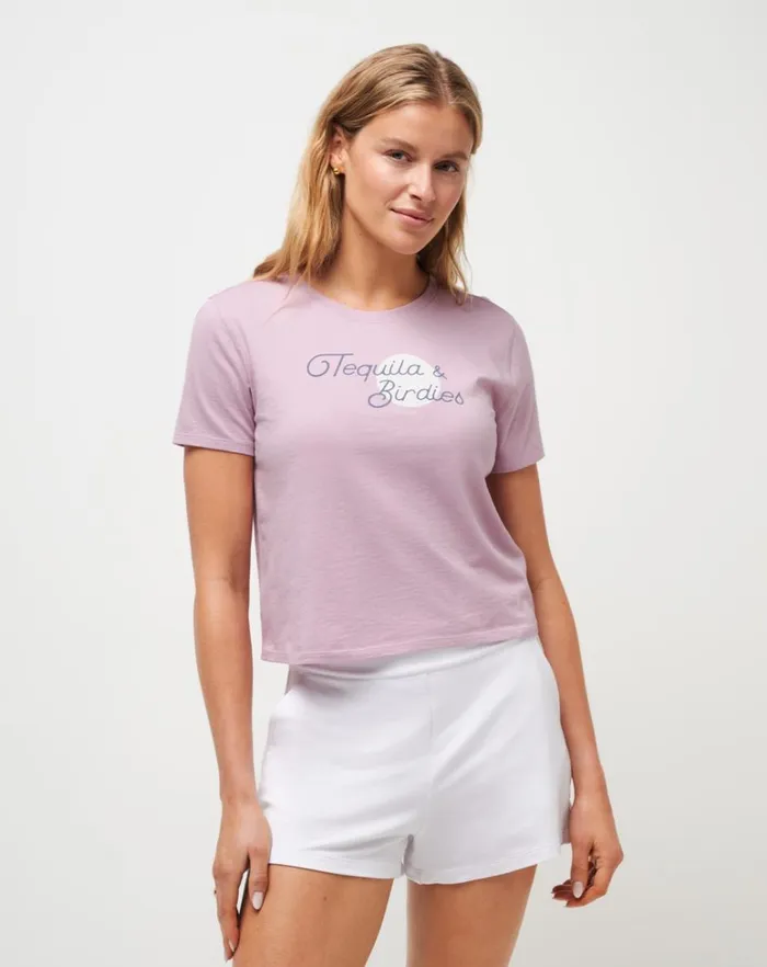 Women Tees TravisMathew BRING THE SUN GRAPHIC TEE Mauve Shadows