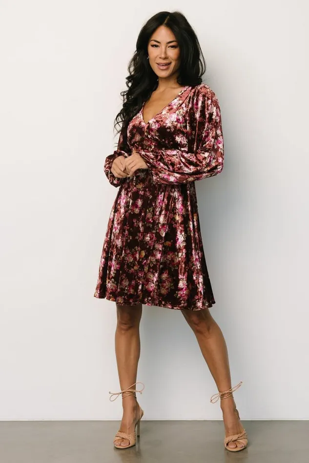 Women Teri Velvet Short Dress Auburn Multi Baltic Born Short Dresses Women Teri Velvet Short Dress Auburn Multi Baltic Born Short Dresses