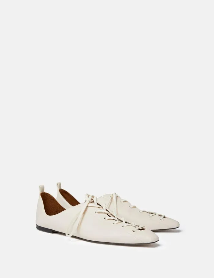 Women Terra Laced Alter Mat Ballerina Flats Greggio White Stella McCartney Flats Women Terra Laced Alter Mat Ballerina Flats Greggio White Stella McCartney Flats