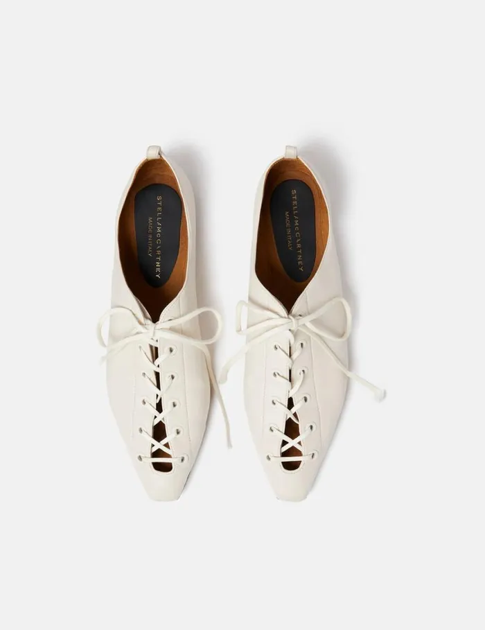 Women Terra Laced Alter Mat Ballerina Flats Greggio White Stella McCartney Flats Women Terra Laced Alter Mat Ballerina Flats Greggio White Stella McCartney Flats