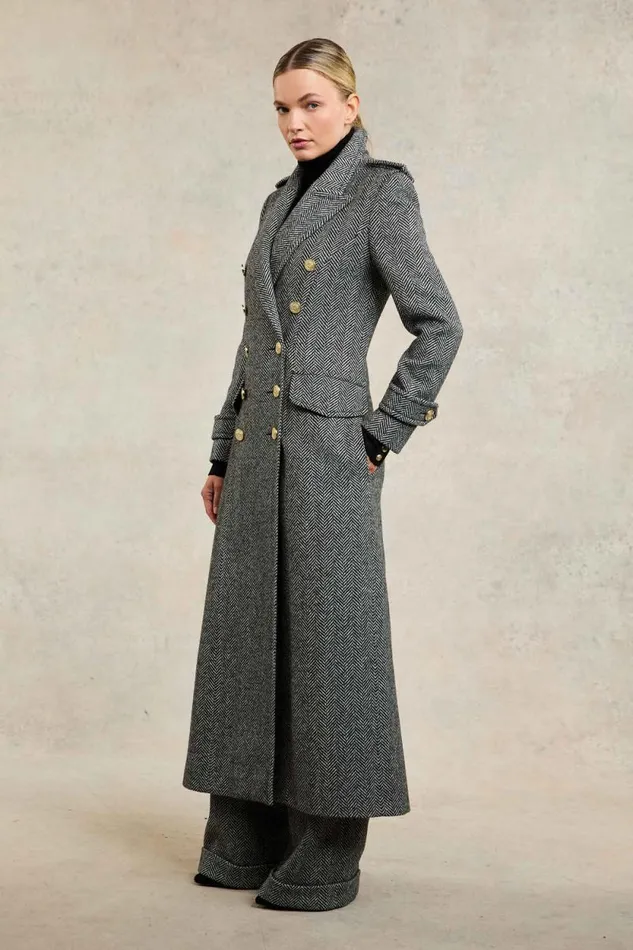 Women The Great Coat Wide Tooth Black Herringbone Holland Cooper Coats