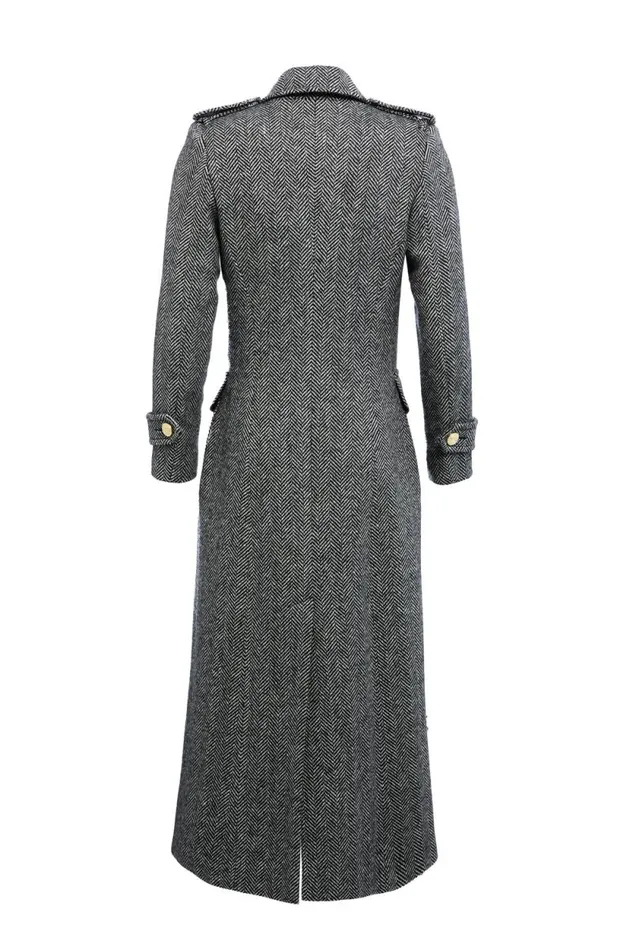 Women The Great Coat Wide Tooth Black Herringbone Holland Cooper Coats