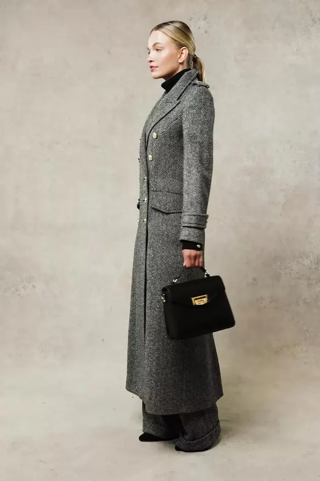 Women The Great Coat Wide Tooth Black Herringbone Holland Cooper Coats