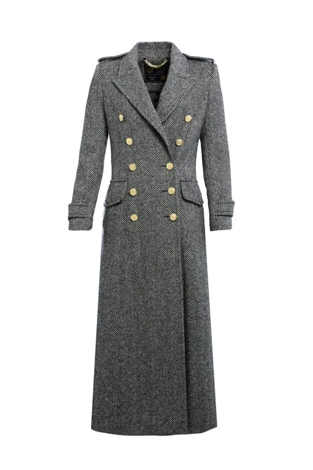 Women The Great Coat Wide Tooth Black Herringbone Holland Cooper Coats