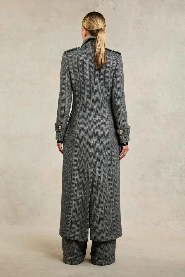 Women The Great Coat Wide Tooth Black Herringbone Holland Cooper Coats