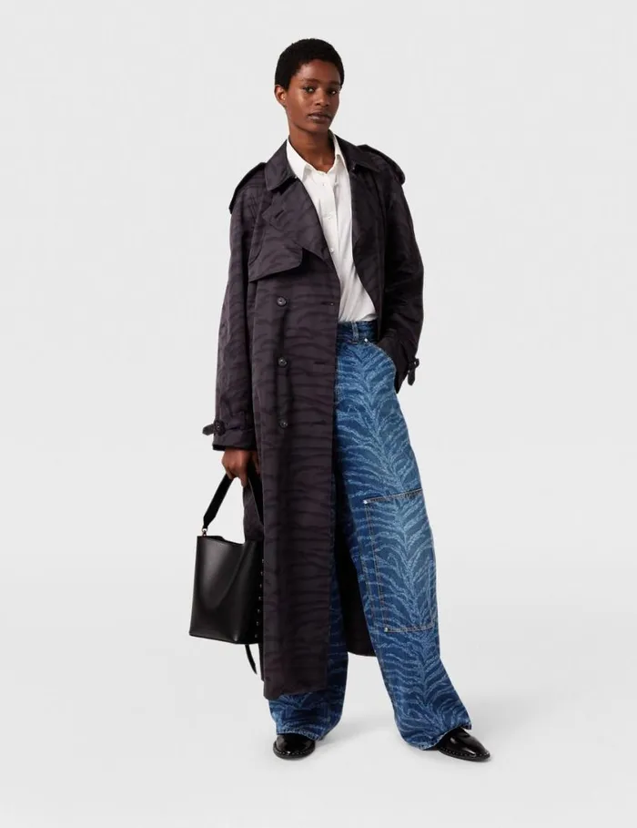 Women Tiger Pattern HighRise Straight Leg Cargo Jeans Vintage Wash Blue Denim Stella McCartney Pants And Shorts