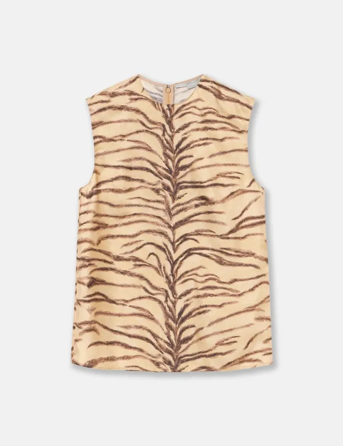Women Tiger Print Sleeveless Top Natural Tiger Print Stella McCartney Shirts And Tops