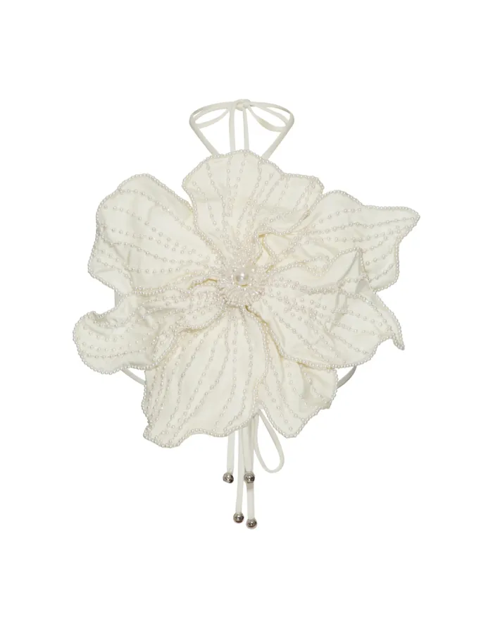 Women Tops and Bodysuits PatBO HANDBEADED FLOWER TOP White