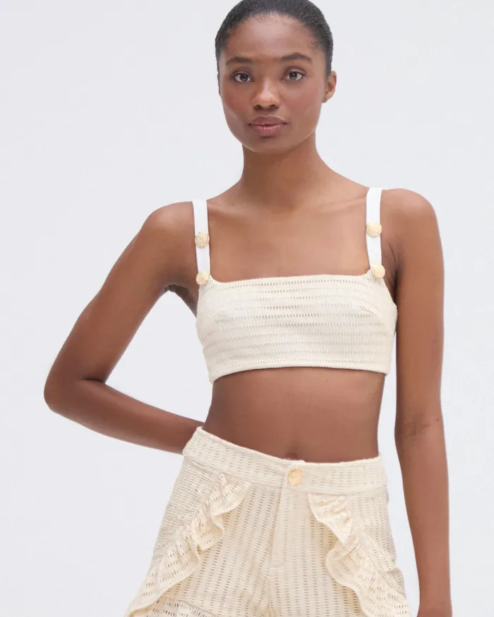 Women Tops and Bodysuits PatBO METALLIC KNIT TOP Off White