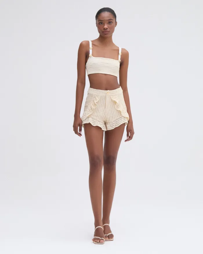 Women Tops and Bodysuits PatBO METALLIC KNIT TOP Off White