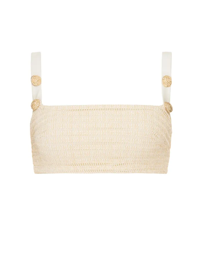 Women Tops and Bodysuits PatBO METALLIC KNIT TOP Off White