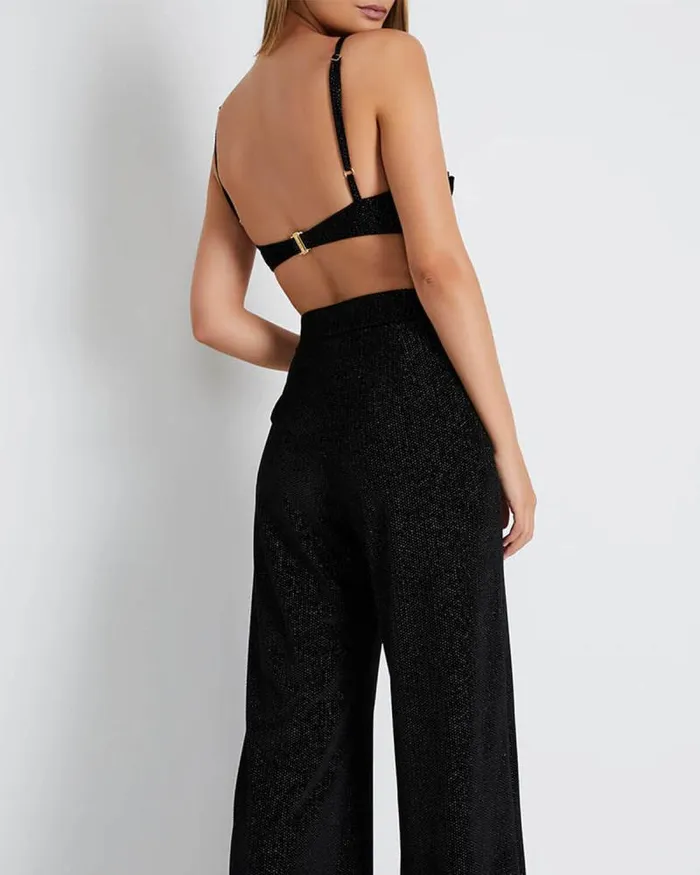 Women Tops and Bodysuits PatBO Pleated Satin Bralette Top FINAL SALE Obsidian