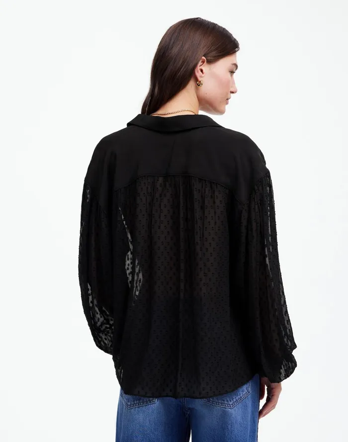 Women Tops and Shirts Madewell LongSleeve Popover Top True Black