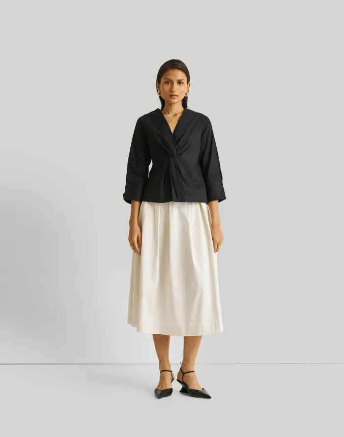 Women Tops and Shirts Madewell Reistor Front Twist Top Black